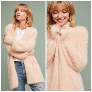 Anthropologie Pink Eyelash Cardigan